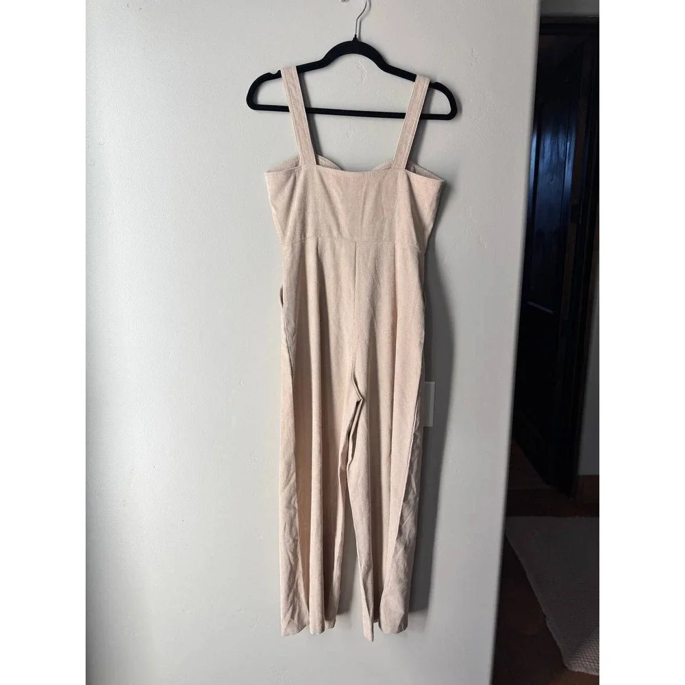 Nasty Gal Cream Corduroy Wide Leg Jumpsuit 4 Sweetheart Zip Y2K Cottagecore - Picture 7 of 7